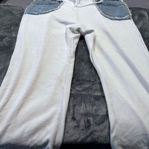 Riley velour pant with Denim detail